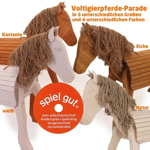 Holz-Voltigierpferd | Holzpferd "Beauty" | Outdoor-Spielzeug | Einhorn