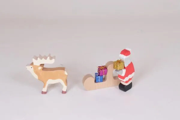 Santa-Weihnachtsmann-Set-Massivholz-Naturprodukt-Holztiger-Krippenfigur