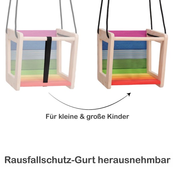 Babyschaukel mit abnehmbarem Sicherheitsgurt für kleine und größere Kinder