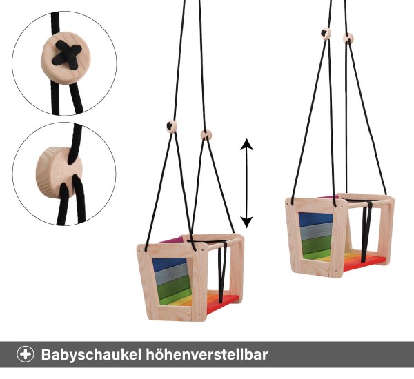 Babyschaukel platzsparend im Kinderzimmer integriert in eine Ecke