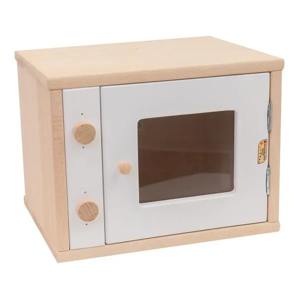 Kinder-Mikrowelle und Kinder-Backofen aus Massivholzm, natur-weiß, geschlossen, mit Acrylglass in der Tuer Kinder-Mikrowelle und Kinder-Backofen aus Massivholzm, natur-weiß, geschlossen, mit Acrylglass in der Tuer