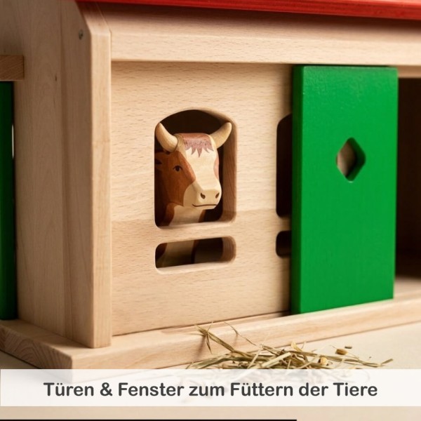 Holz Bauernhof Türen und Fenster – ideal zum Füttern der Tiere und für realistisches Spiel