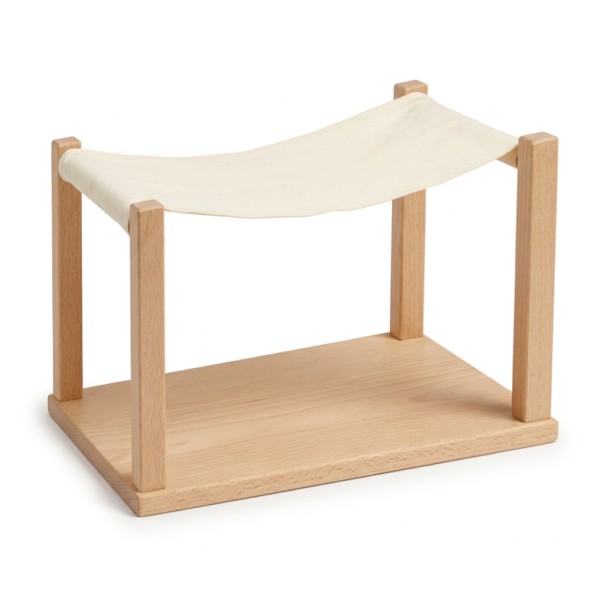 Holz Wintergarten-Terrasse für das Puppenhaus mit beigem Stoffdach als Sonnensegel