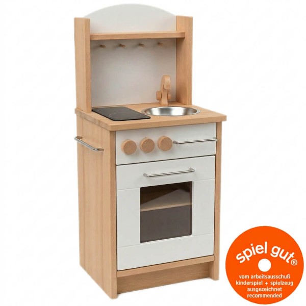 Kita Kinderküche Däumelinchen weiß aus Buche Vollholz mit Spiel gut Siegel