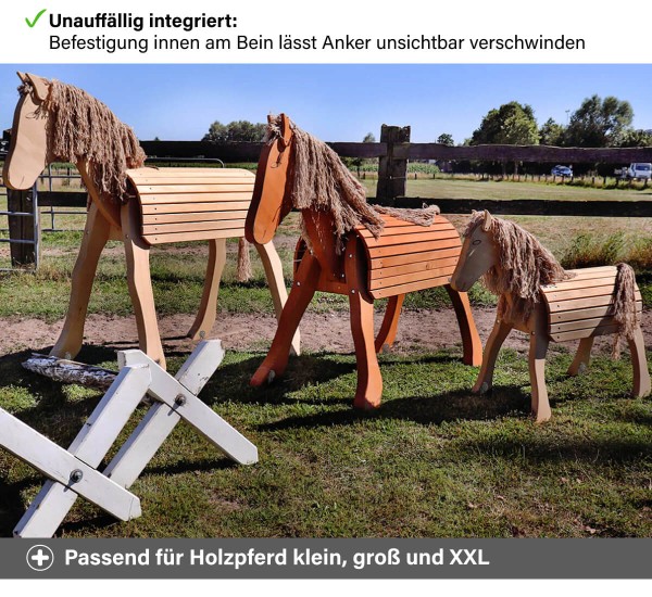 Bodenanker für alle Holzpferde geeignet - klein, groß oder XXL Bodenanker für alle Holzpferde geeignet - klein, groß oder XXL