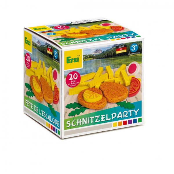 Erzi Schnitzelparty Verpackung 20-teiliges Set aus Holz für die Kinderküche