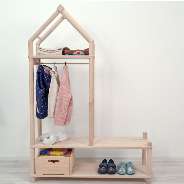 Garderobe mit Kleiderstange - Vorderansicht