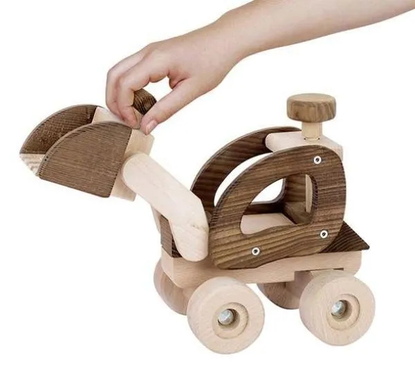 Ökologisch! Holz-Fahrzeug Radlader! | Kinder-Fahrzeug