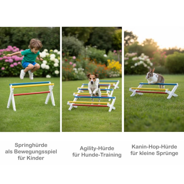 Multifunktionale Hindernis Hürde aus Holz – geeignet für Kinder-Parcours, Hunde-Agility und Kanin Hop