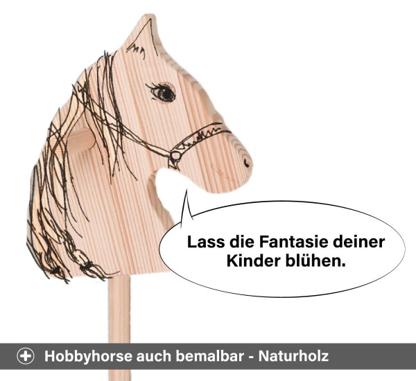 Steckenpferd aus Holz - Zum kreativen Bemalen Steckenpferd aus Holz - Zum kreativen Bemalen