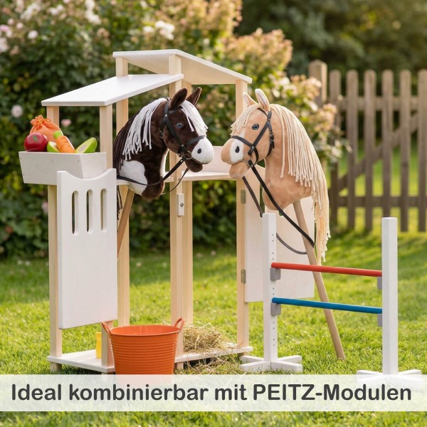 Zubehör für Hobby Horse Stall mit Putzset Futter und Hindernis