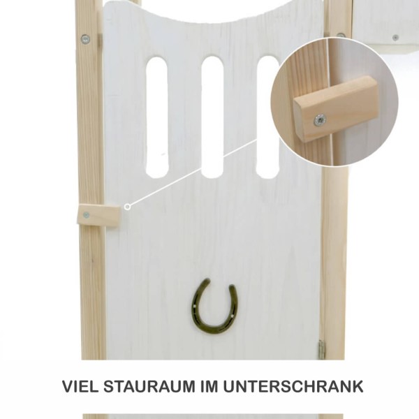 Saloon-Tür aus Holz mit Hufeisen am Hobby Horse Stall – authentisches Stallgefühl für fantasievolles Rollenspiel