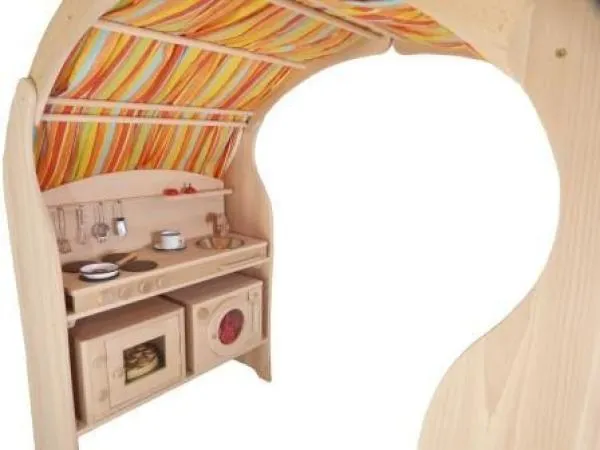 Spielwaschmaschine aus Holz Küche Backofen Tuch solide Erweitung für hochwertigen Montessori Spielständer massiv Buche