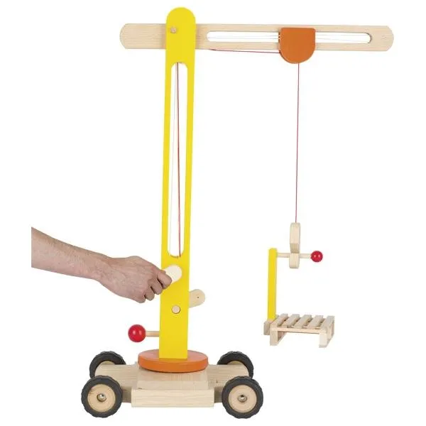 Spiel bau Kran Gelb – Bio-Babyspielzeug – Feinmotorik fördern – pädagogisches Spielzeug – Waldorf geeignet