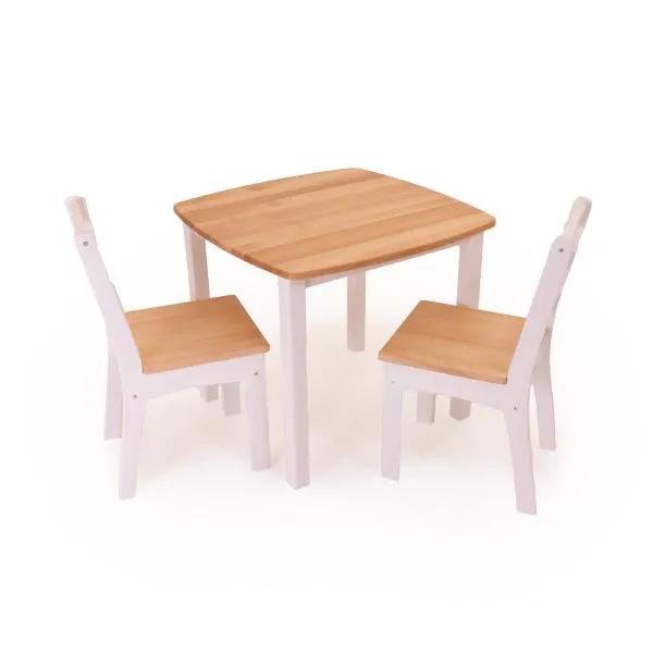 Landhausmoebel-Set-Tisch-Stuhl-klein-Natur-weiß-modern