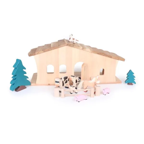 Große Weihnachtskrippe mit Schindeln | Holzkrippe | Kinder-Bauernhof Große Weihnachtskrippe mit Schindeln | Holzkrippe | Kinder-Bauernhof