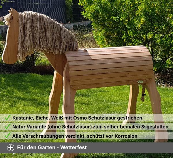 Wetterfestes Holzpferd für den Garten mit Osmo Schutzlasur Wetterfestes Holzpferd für den Garten mit Osmo Schutzlasur