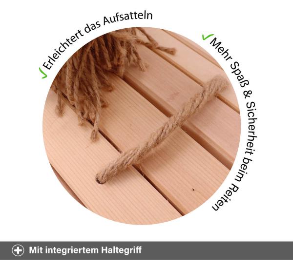 Holzpferd mit integriertem Haltegriff für mehr Spaß & Sicherheit beim Reiten Holzpferd mit integriertem Haltegriff für mehr Spaß & Sicherheit beim Reiten