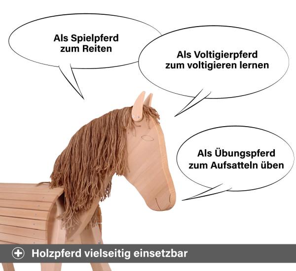 Holzpferd vielseitig einsetzbar, als Spielpferd zum Reiten, als Voltigierpferd zum voltigieren lernen oder als Übungspferd zum Aufsatteln üben. Holzpferd vielseitig einsetzbar, als Spielpferd zum Reiten, als Voltigierpferd zum voltigieren lernen oder als Übungspferd zum Aufsatteln üben.