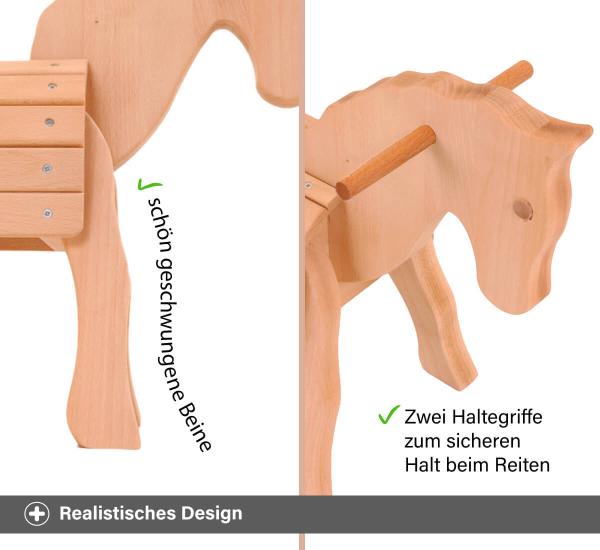 Holzpferd Mini mit realistischem Design - Geschwungene Beine