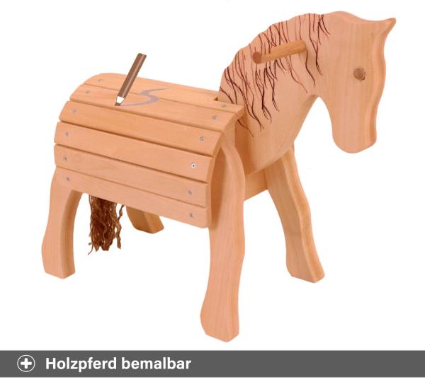 Holzpferd Mini Charly - Bemalbar, gestaltbar nach Wunsch