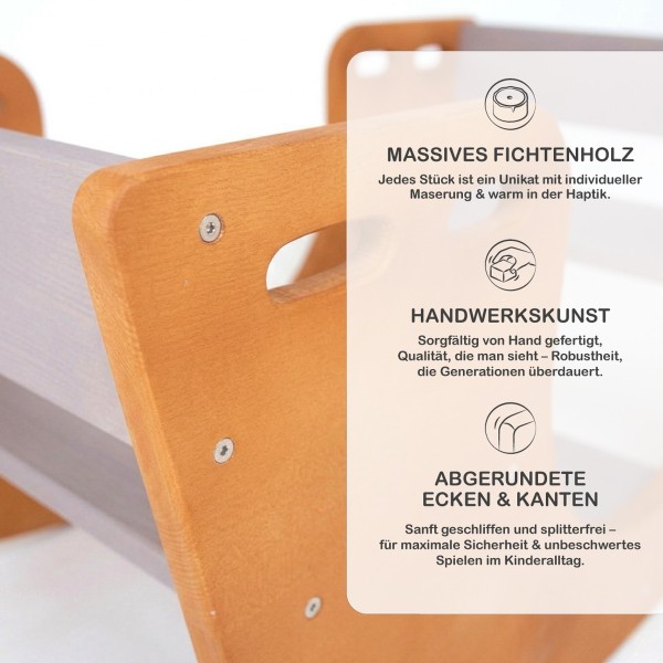 Hochwertige Verarbeitung und stabile Konstruktion einer Holz Kinder Wippe