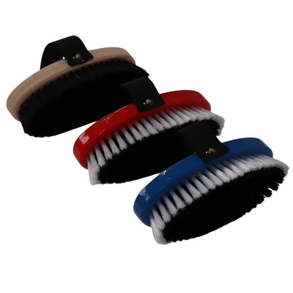 Hochwertige Pferdebürste und Striegel mit schwarzem Gummiband für kleine Kinderhände