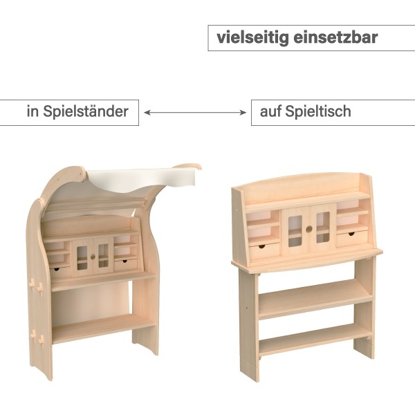 Kinderkaufladen mit vielseitiger Einsatzmöglichkeit - in Spielständer oder auf Spieltisch