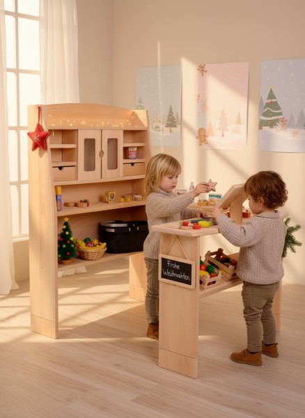 Weihnachtlich dekorierter Kaufladen Emma