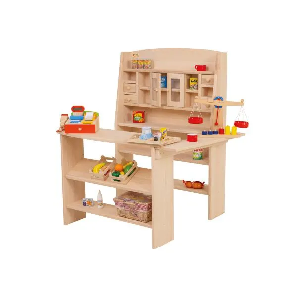 Kaufladen | Kinderkaufmannsladen | Kinder-Einkaufs-Shop mit Theke aus Buchen-Holz