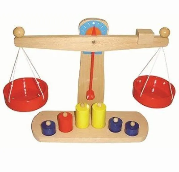 Montessori Rollenspielzeug für Kaufladen Waage für Kaufmannsladen aus Holz 
