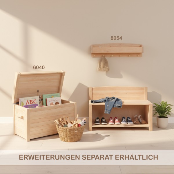 Kinder Garderobe groß - Optional zusammen mit einer Sitzbank mit großem Schuhfach