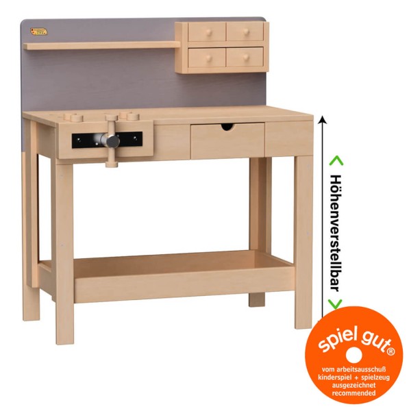 Kinder-Werkbank, grau-natur, Massivholz, nachhalig von Holzspielzeug Peitz Kinder-Werkbank, grau-natur, Massivholz, nachhalig von Holzspielzeug Peitz