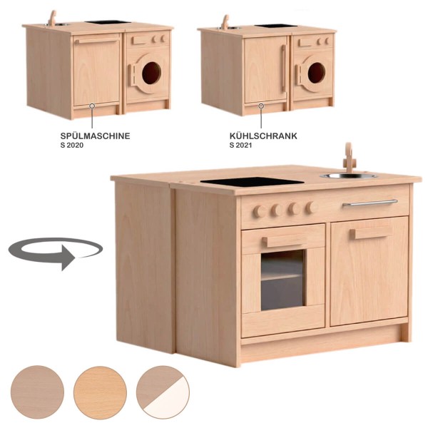 Kinder Küchenblock Set ohne Podest - Massivholz