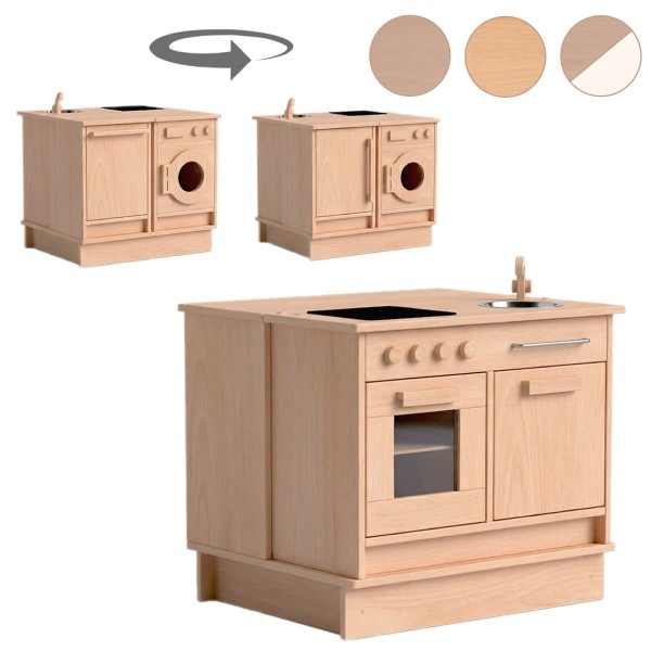 Kinder Küchenblock Set mit Podest - Mit Kühlschrank oder Spülmaschine