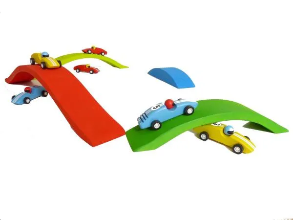 hochwertige 4-teilig Holz-Brückenbogen bunt Lernspielzeug Bauklötze Autobrücke Bauklotz Kleinkind-Spielzeug Baby-Spielzeug Autos Bögen Brücke Spielspaß