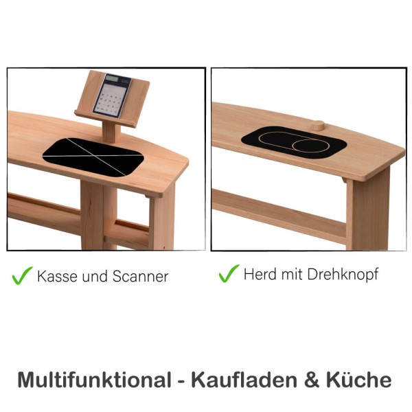 Kinder Spieltheke Buche - Multifunktional als Kaufladen und Küchen Erweiterung