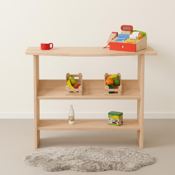 Holz Spieltheke freistehend im Kinderzimmer – flexibel als Spielhaus oder Bankschalter nutzbar