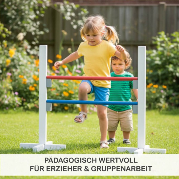 Kinder Springhürde aus Holz unterstützt Bewegung, Motorik und Koordination im freien Spiel