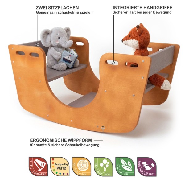 Ergonomische Holz Kinder Wippe mit sicheren Griffen und stabiler Bauweise