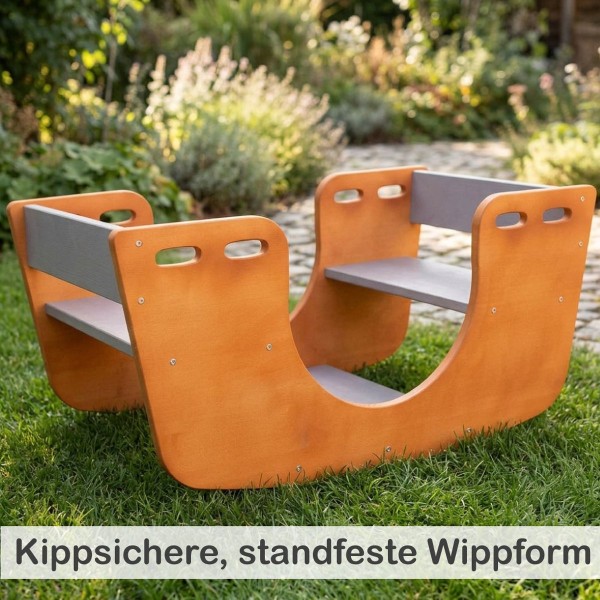 Kippsichere und stabile Holz Kinder Wippe für sicheres Wippen