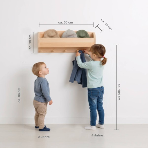 Kindergarderobe mit Sitzbank - Abmessungen