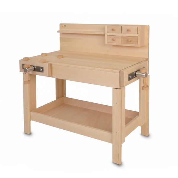 Kinderwerkbank mit zwei Schraubstöcken Manny - Aus Buche Massivholz