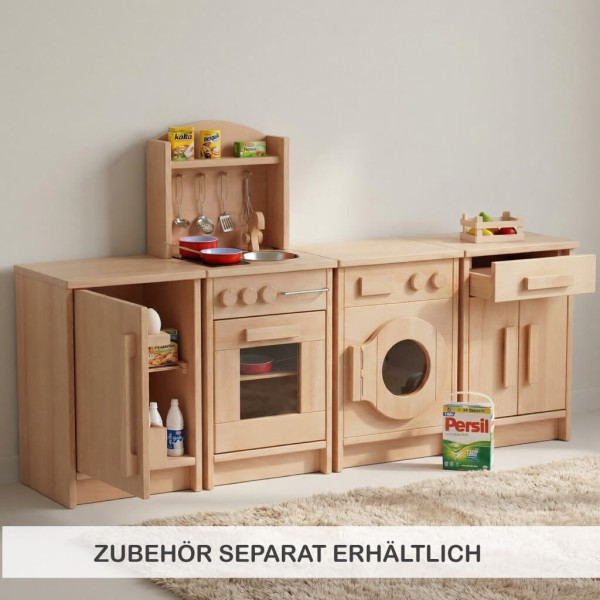 Holz Kinderküche mit passendem Küchenzubehör für noch mehr Spielideen und Rollenspielspaß