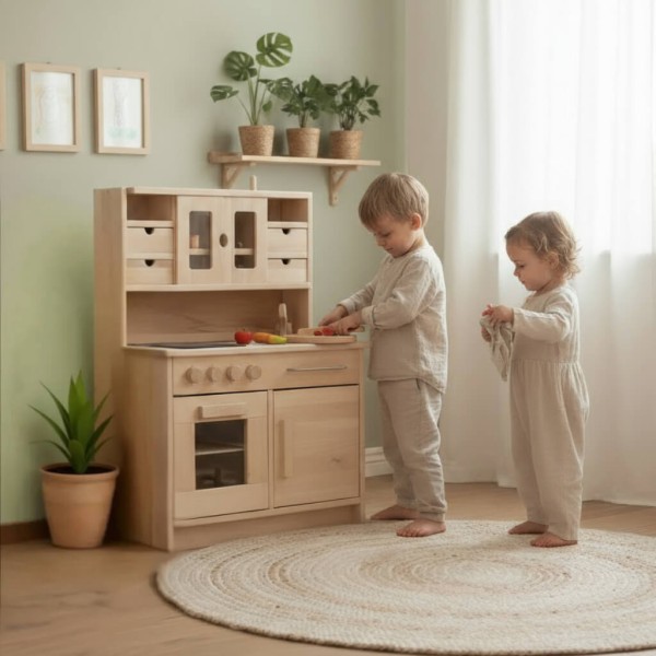 Kinderküche mit Herd und Spüle für Kleinkinder - Alltagssituationen lernen Kinderküche mit Herd und Spüle für Kleinkinder - Alltagssituationen lernen