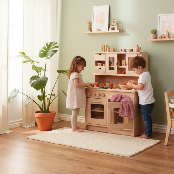 Kinderküche Set mit großer Arbeitsfläche - Gemüse schneiden kochen abwaschen - Alltag erleben Kinderküche Set mit großer Arbeitsfläche - Gemüse schneiden kochen abwaschen - Alltag erleben