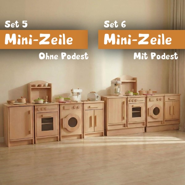 Kleine Küchenzeile mit und ohne Podest - Vergleich