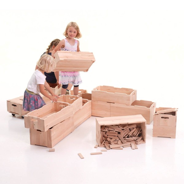 Stapelbox Aufbewahrungskiste für Kinder - Rollbrett mit Zugseil Stapelbox Aufbewahrungskiste für Kinder - Rollbrett mit Zugseil