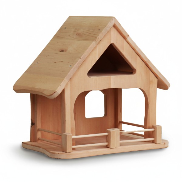 Krippenstall Bauernhof mit Heuboden Scheune aus Erle Massivholz Natur