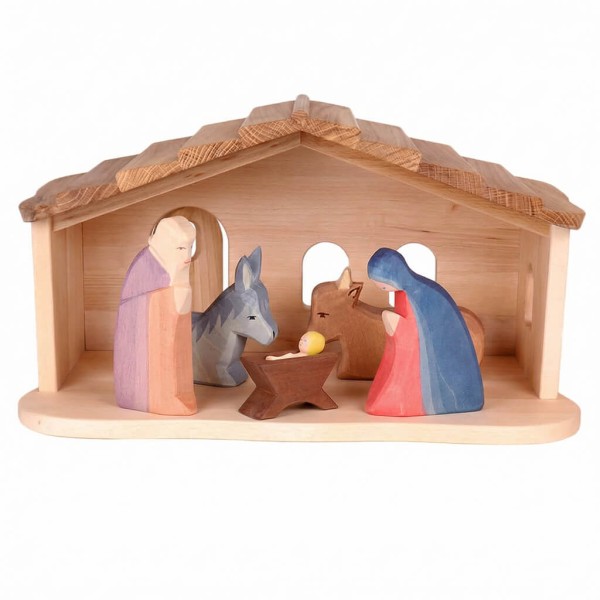 Ostheimer Figuren Josef Maria und Jesuskind in der Krippe